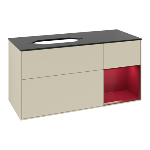 V&B Waschtischunterschrank Finion 120x60 cm, Reg re Peo, si Gr m Lacquer