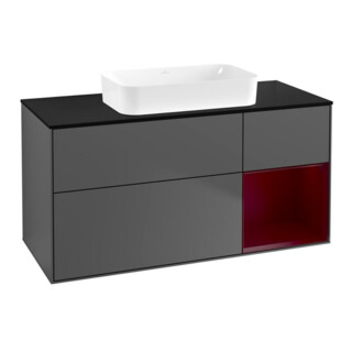 V&B Waschtischunterschrank Finion 120x60 cm, Reg re Peony, Anthracite matt
