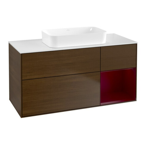 V&B Waschtischunterschrank Finion 120x60 cm, Reg re Peony, Walnut veneer