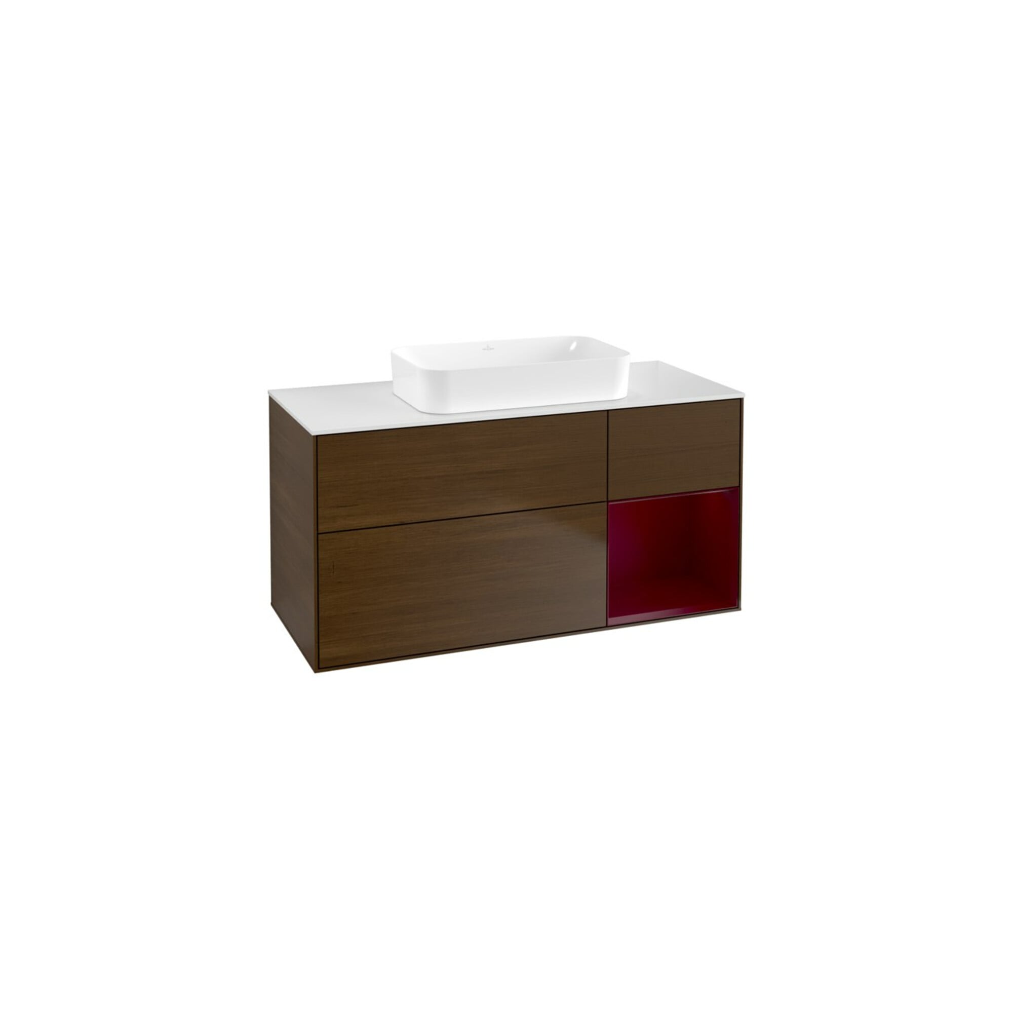 V&B Waschtischunterschrank Finion 120x60 cm, Reg re Peony, Walnut veneer ; Villeroy & Boch