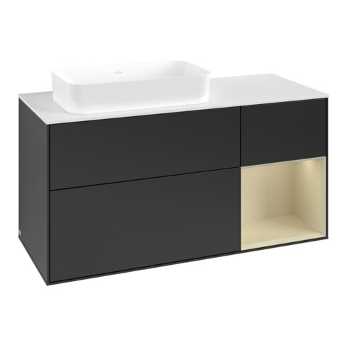 V&B Waschtischunterschrank Finion 120x60 cm, Reg re si Gr m Lac, bla m Lac