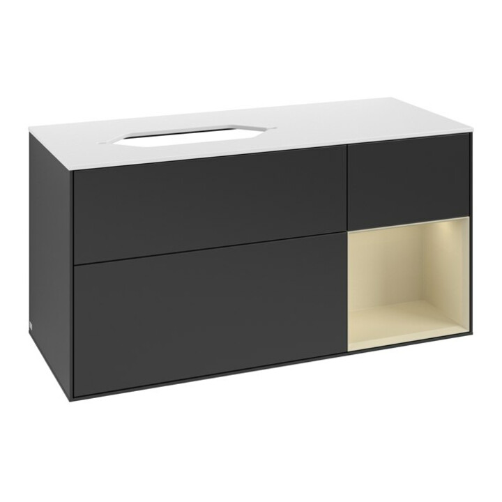 V&B Waschtischunterschrank Finion 120x60 cm, Reg re si Gr m Lac, bla m Lac