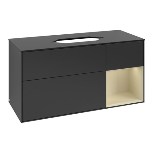 V&B Waschtischunterschrank Finion 120x60 cm, Reg re si Gr m Lac, bla m Lac