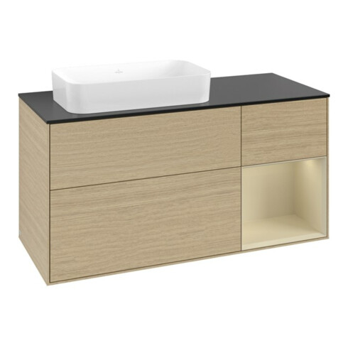 V&B Waschtischunterschrank Finion 120x60 cm, Reg re si Gr m Lac, Oa Veneer