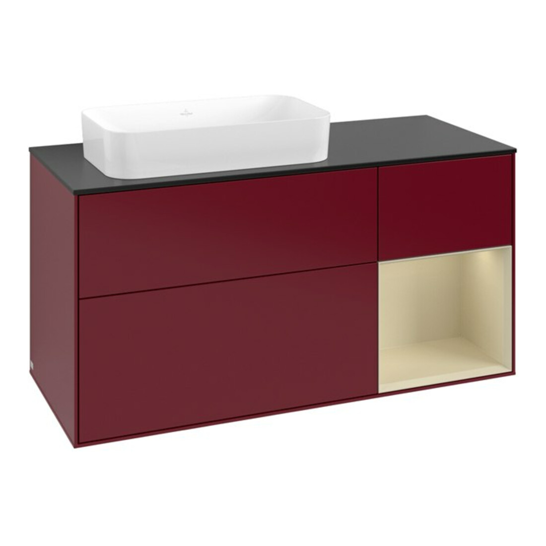 V&B Waschtischunterschrank Finion 120x60 cm, Reg re si Gr m Lac, Peo Matt