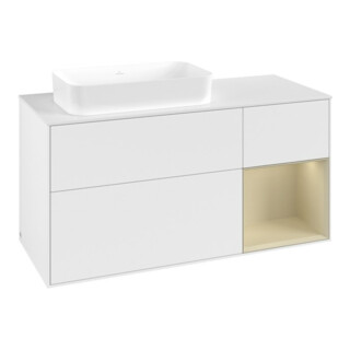 V&B Waschtischunterschrank Finion 120x60 cm, Reg re si Gr m Lac, wh. m Lac