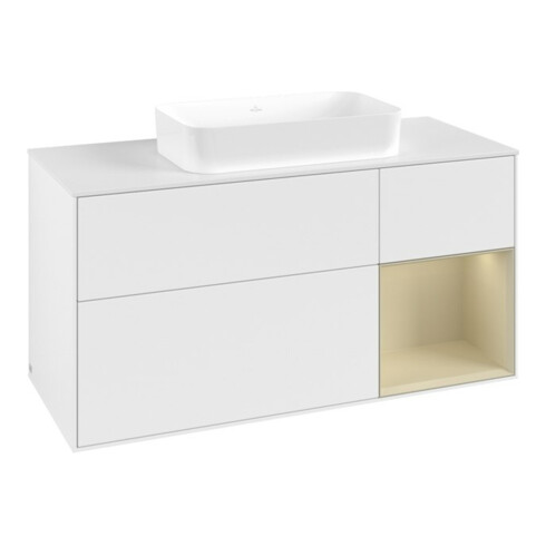 V&B Waschtischunterschrank Finion 120x60 cm, Reg re si Gr m Lac, wh. m Lac