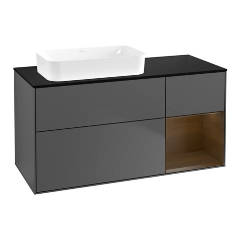 V&B Waschtischunterschrank Finion 120x60 cm, Reg re wal ven, Anthrac. matt
