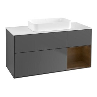 V&B Waschtischunterschrank Finion 120x60 cm, Reg re wal ven, Anthrac. matt