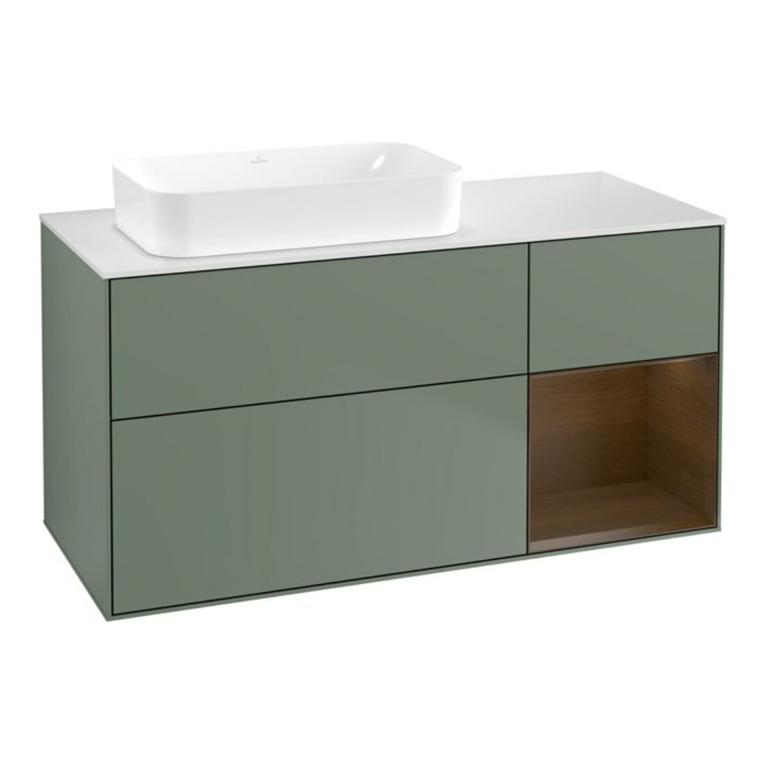 V&B Waschtischunterschrank Finion 120x60 cm, Reg re wal ven, Oli. m Lac