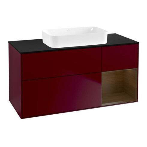 V&B Waschtischunterschrank Finion 120x60 cm, Reg re wal veneer, Peony Matt