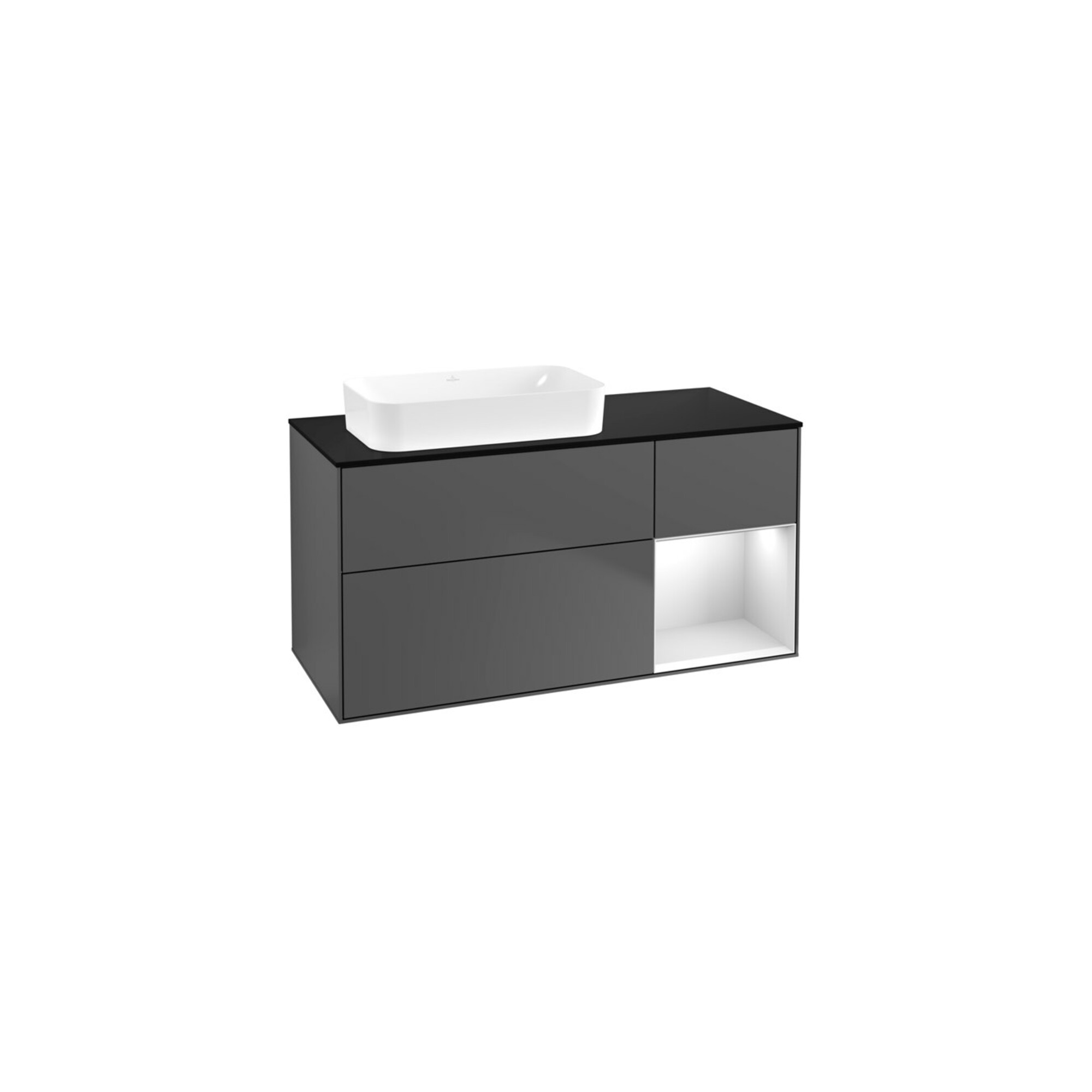 V&B Waschtischunterschrank Finion 120x60 cm, Reg re wh. m Lac, Anthrac. m ; Villeroy & Boch