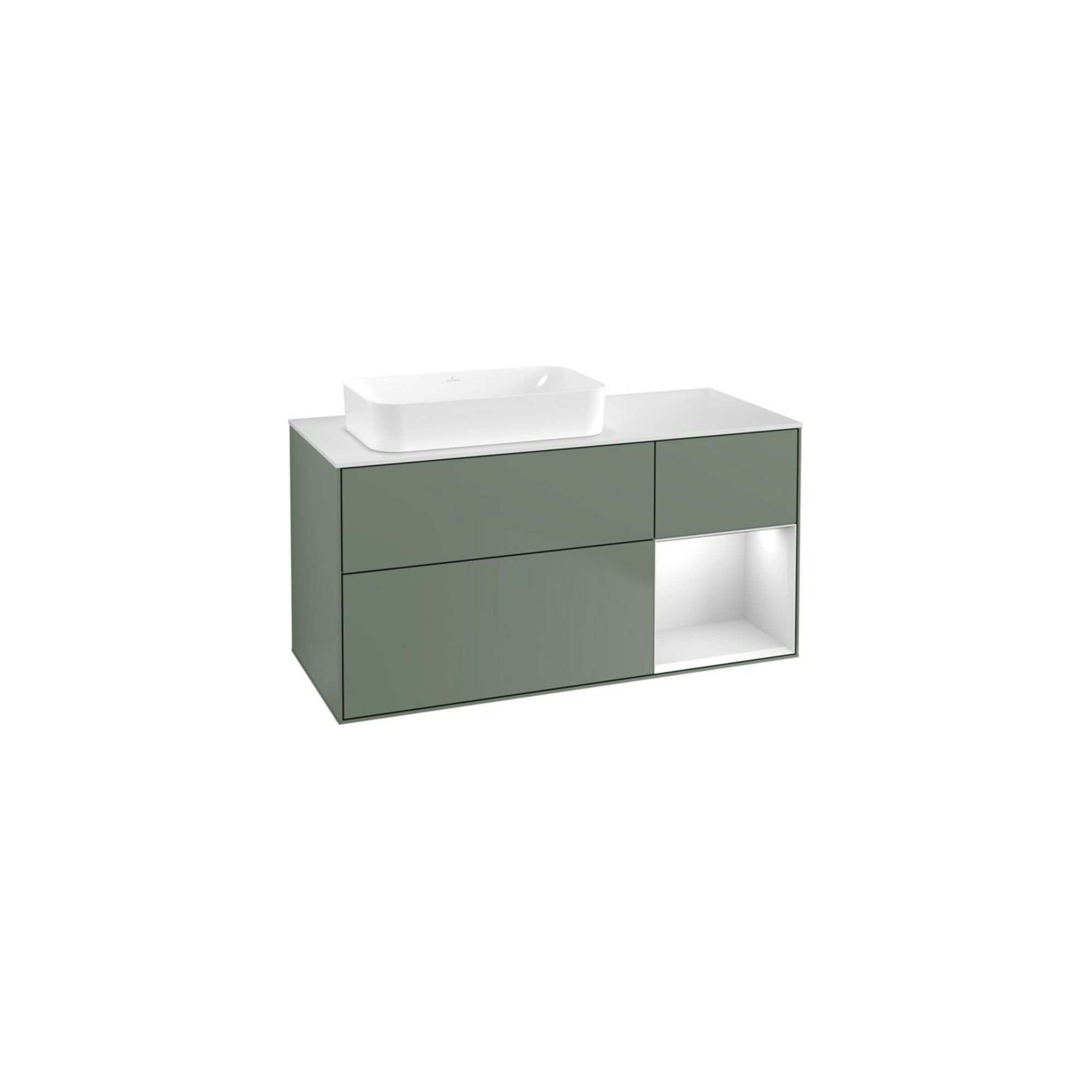 V&B Waschtischunterschrank Finion 120x60 cm, Reg re wh. m Lac, Oli. m Lac ; Villeroy & Boch