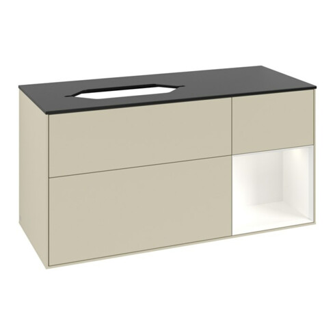V&B Waschtischunterschrank Finion 120x60 cm, Reg re wh. m Lac, si Gr m Lac