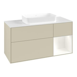 V&B Waschtischunterschrank Finion 120x60 cm, Reg re wh. m Lac, si Gr m Lac