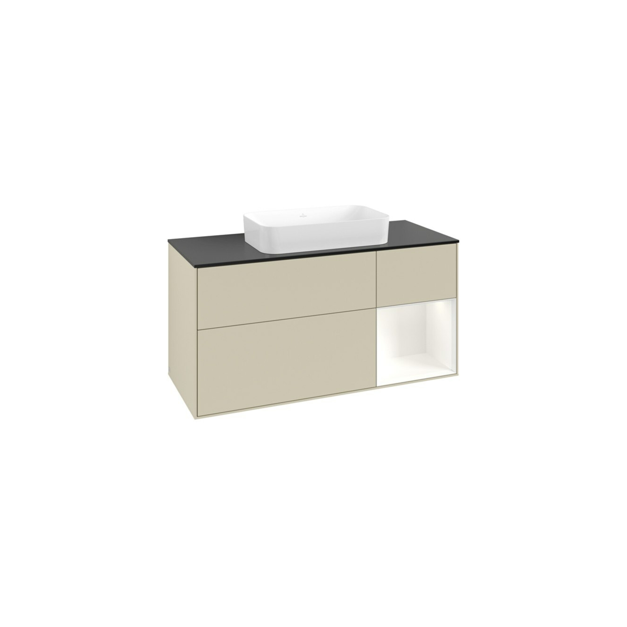 V&B Waschtischunterschrank Finion 120x60 cm, Reg re wh. m Lac, si Gr m Lac ; Villeroy & Boch