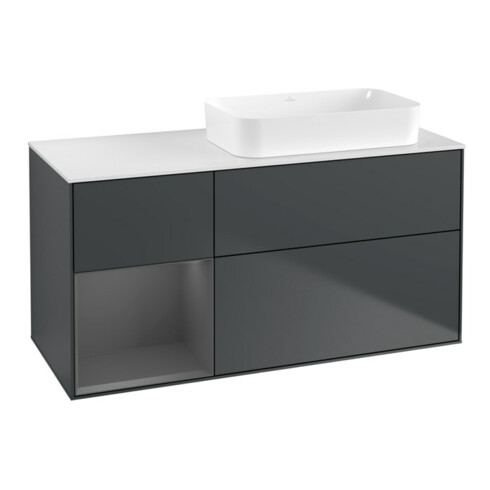 V&B Waschtischunterschrank Finion 120x60 cm, Rg l Anthrac. m, md bl. m Lac