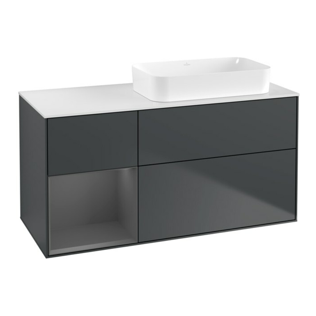 V&B Waschtischunterschrank Finion 120x60 cm, Rg l Anthrac. m, md bl. m Lac