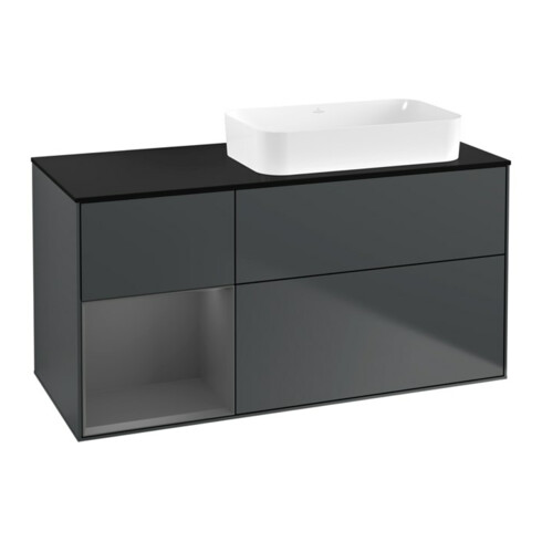 V&B Waschtischunterschrank Finion 120x60 cm, Rg l Anthrac. m, md bl. m Lac