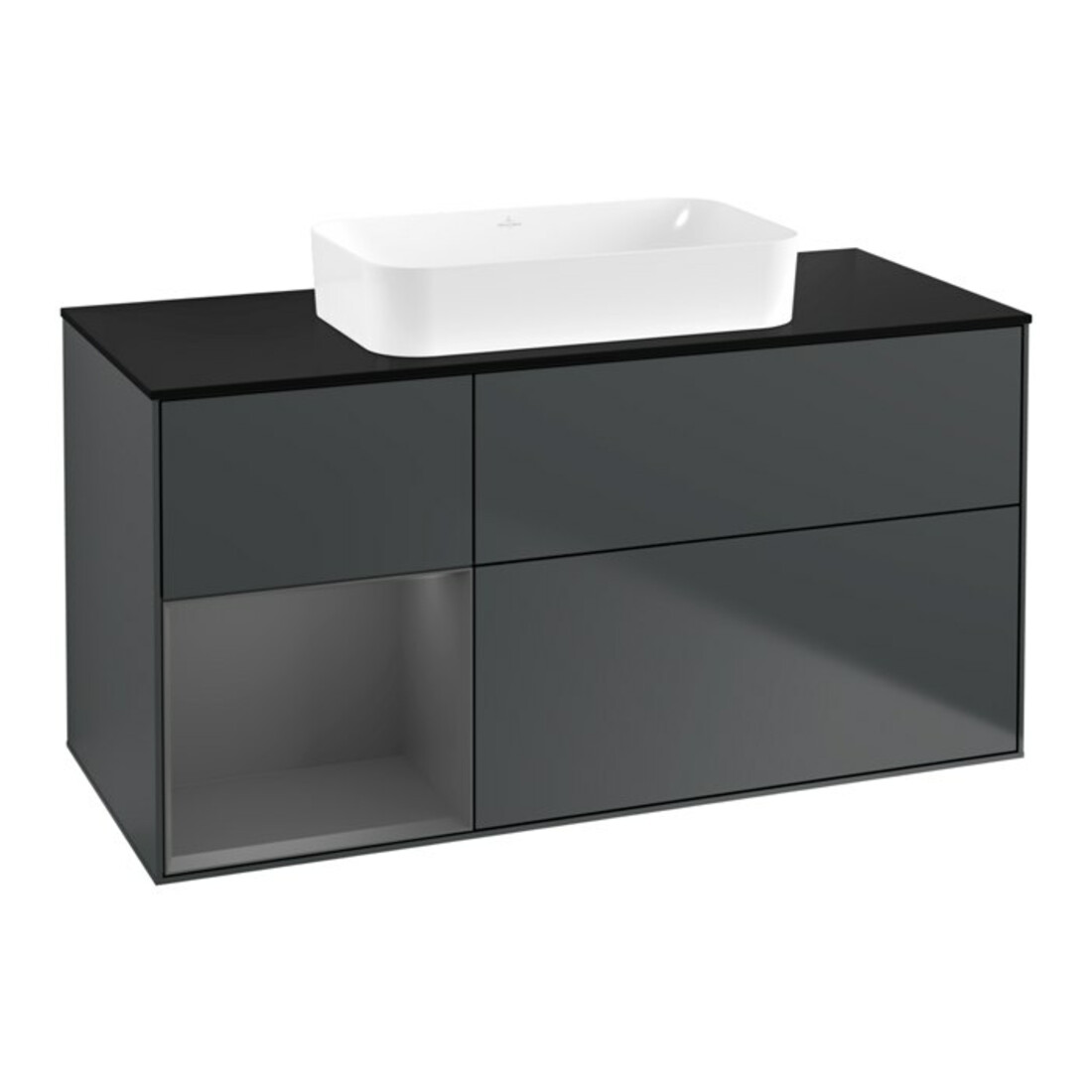 V&B Waschtischunterschrank Finion 120x60 cm, Rg l Anthrac. m, md bl. m Lac
