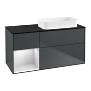 V&B Waschtischunterschrank Finion 120x60 cm, Rg li wh. m Lac, md bl. m Lac