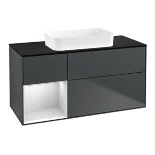 V&B Waschtischunterschrank Finion 120x60 cm, Rg li wh. m Lac, md bl. m Lac