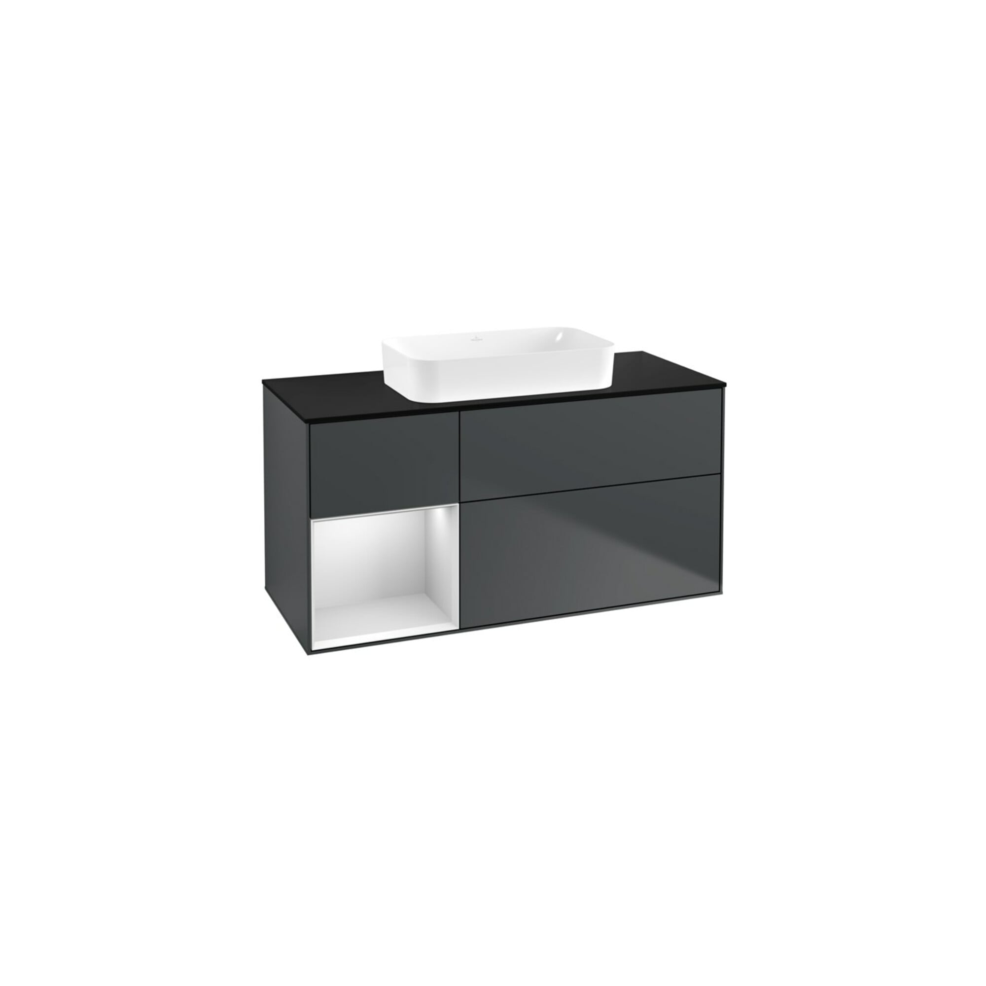 V&B Waschtischunterschrank Finion 120x60 cm, Rg li wh. m Lac, md bl. m Lac ; Villeroy & Boch