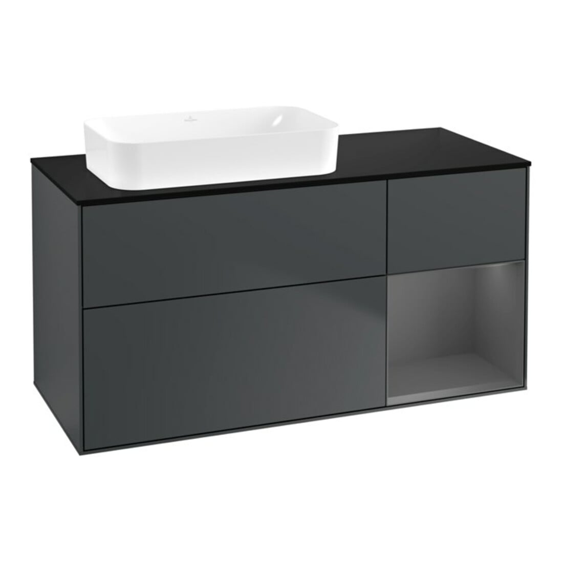 V&B Waschtischunterschrank Finion 120x60 cm, Rg r Anthrac. m, md bl. m Lac