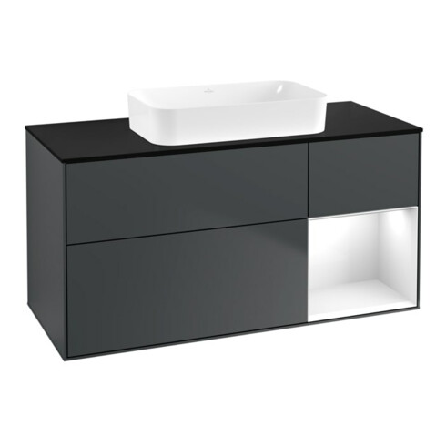 V&B Waschtischunterschrank Finion 120x60 cm, Rg r g wh. Lac, md bl. m Lac