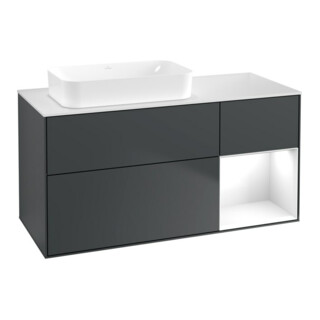 V&B Waschtischunterschrank Finion 120x60 cm, Rg r g wh. Lac, md bl. m Lac