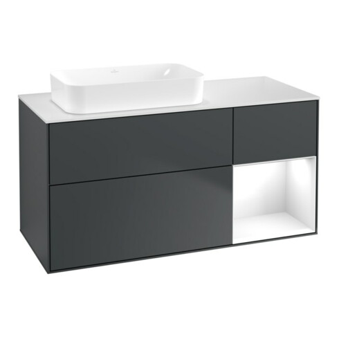 V&B Waschtischunterschrank Finion 120x60 cm, Rg r g wh. Lac, md bl. m Lac