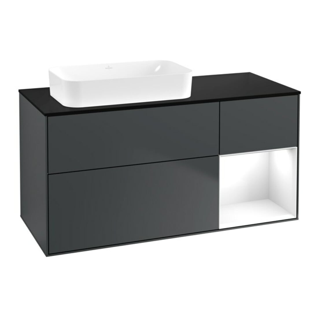 V&B Waschtischunterschrank Finion 120x60 cm, Rg r g wh. Lac, md bl. m Lac