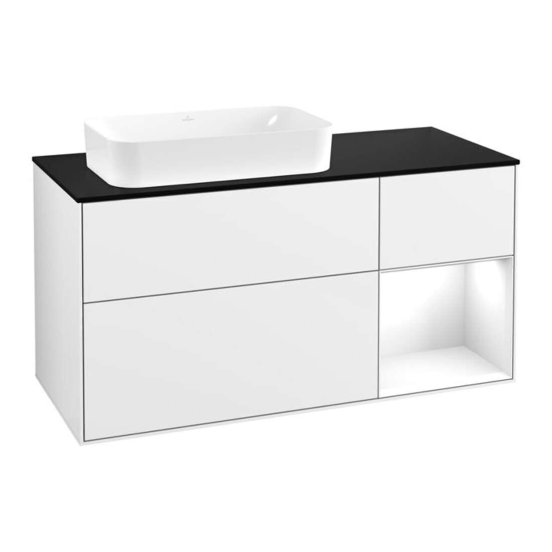 V&B Waschtischunterschrank Finion 120x60 cm, Rg r glo wh. Lac, glo wh. Lac