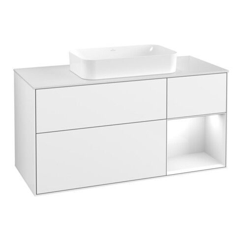 V&B Waschtischunterschrank Finion 120x60 cm, Rg r glo wh. Lac, glo wh. Lac