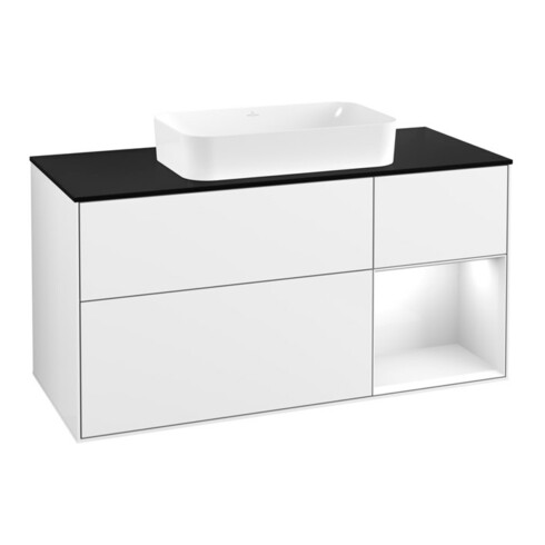 V&B Waschtischunterschrank Finion 120x60 cm, Rg r glo wh. Lac, glo wh. Lac