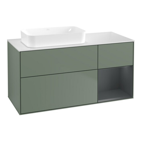 V&B Waschtischunterschrank Finion 120x60 cm, Rg r md bl. m Lac, Oli. m Lac