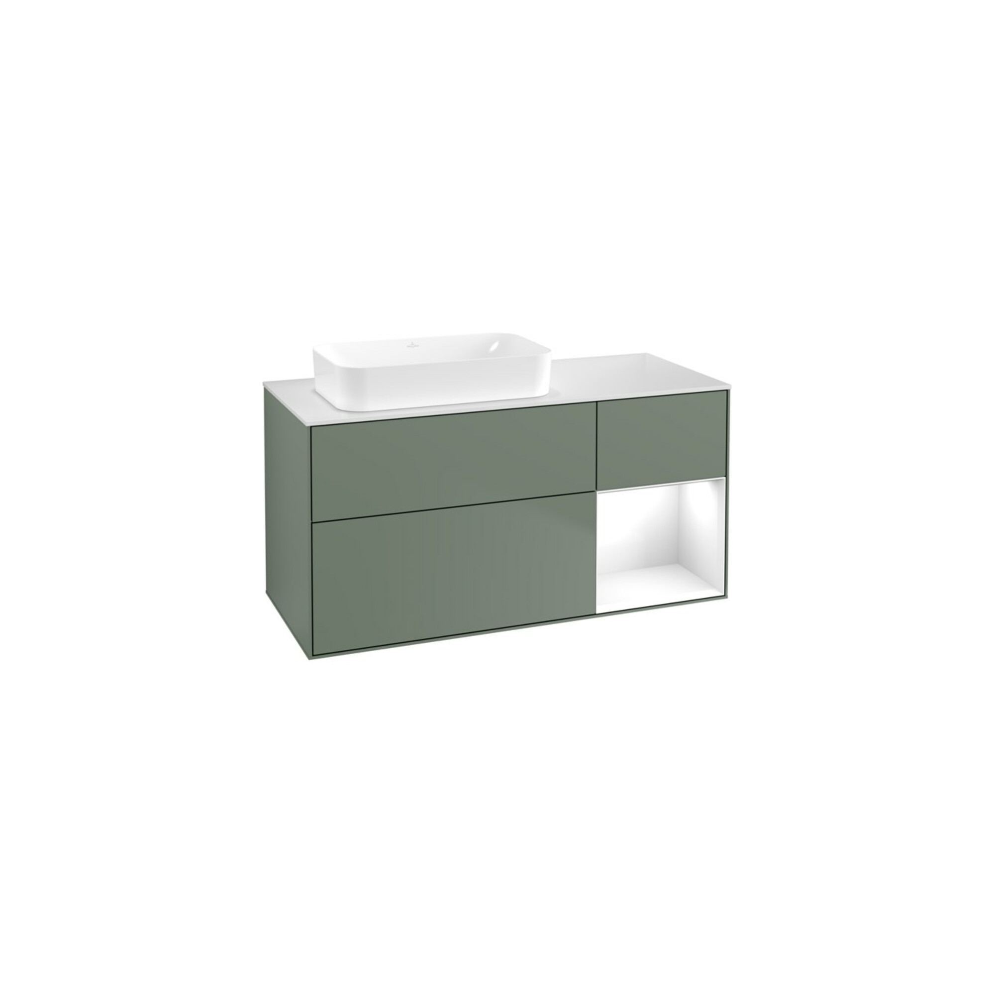 V&B Waschtischunterschrank Finion 120x60 cm, Rg re glo wh. Lac, Oli. m Lac ; Villeroy & Boch