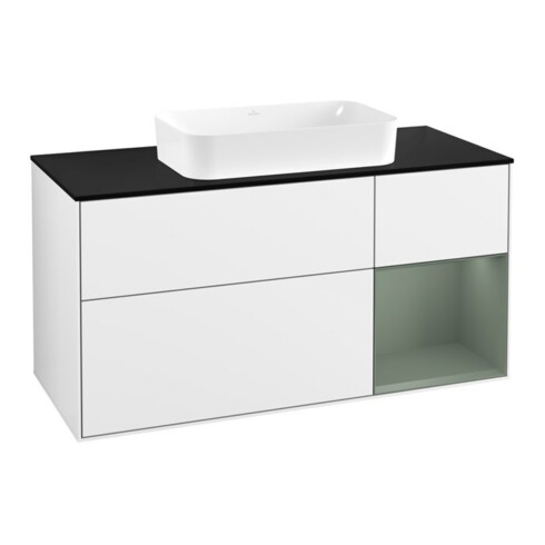 V&B Waschtischunterschrank Finion 120x60 cm, Rg re Oli. m Lac, glo wh. Lac