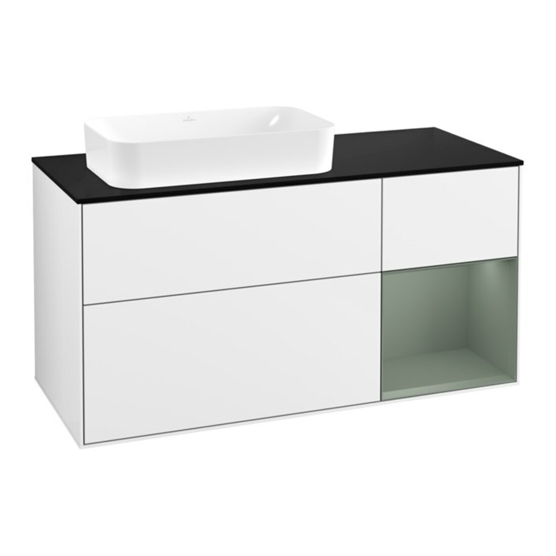 V&B Waschtischunterschrank Finion 120x60 cm, Rg re Oli. m Lac, glo wh. Lac
