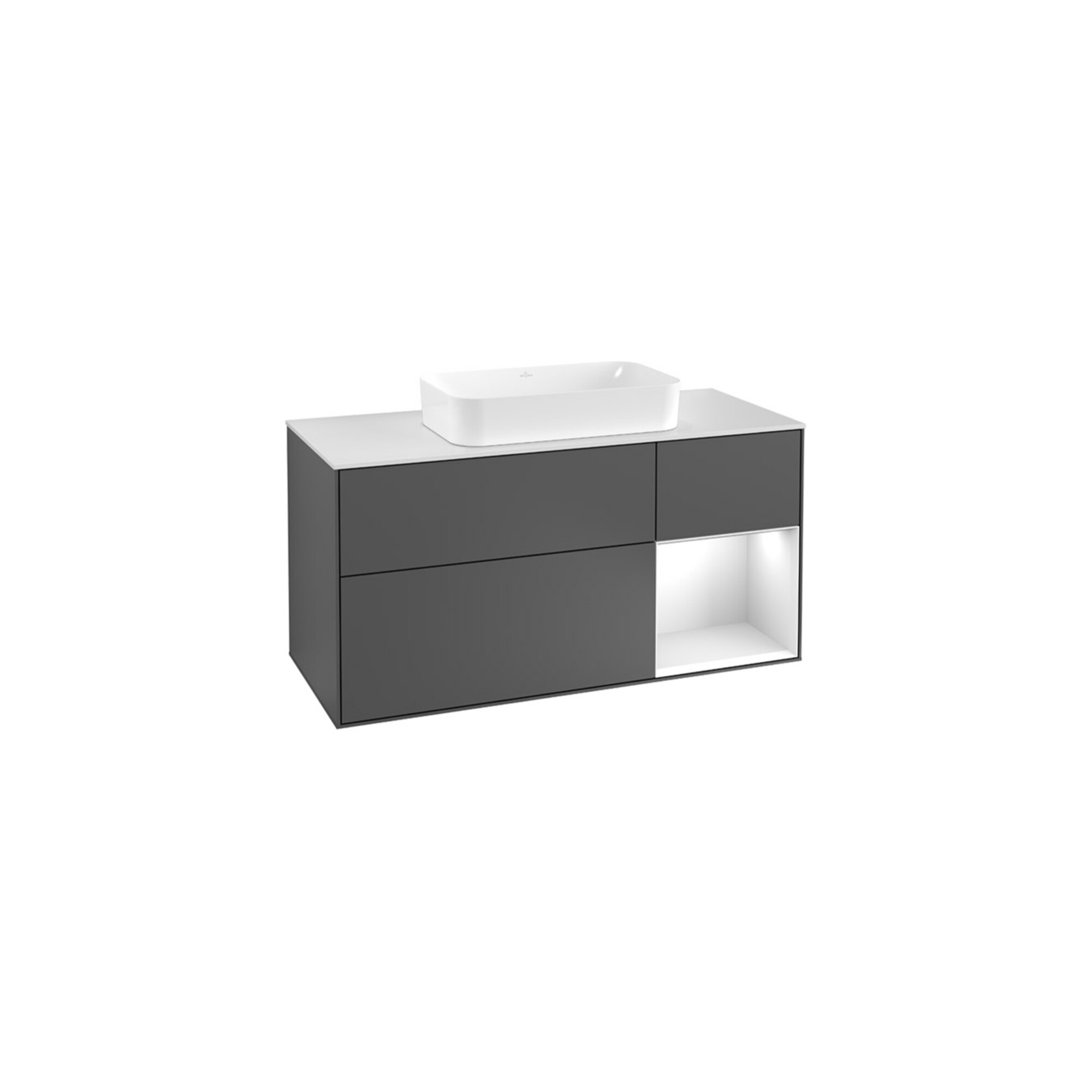 V&B Waschtischunterschrank Finion 120x60 cm, Rg re si Gr m Lac, Anthrac. m ; Villeroy & Boch