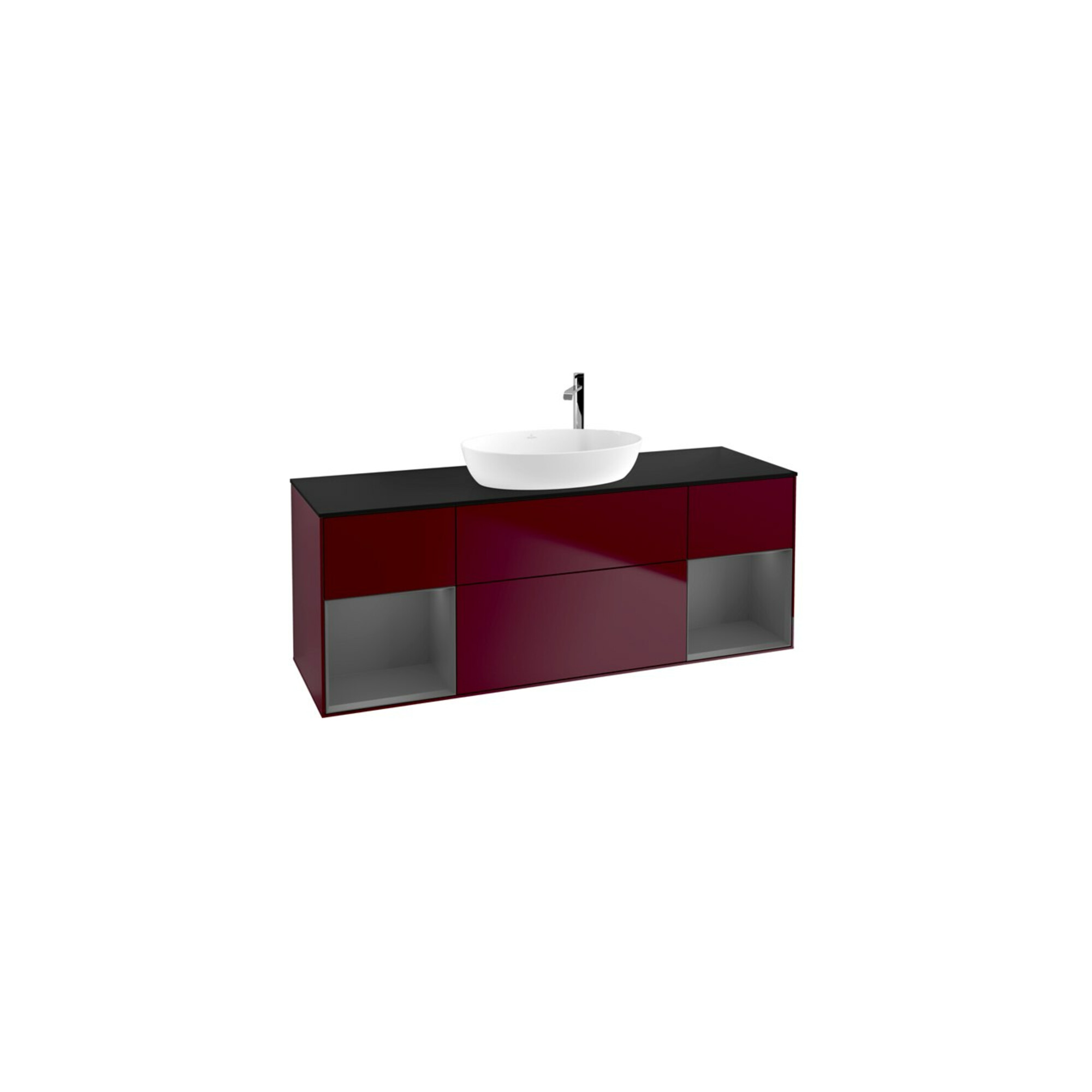 V&B Waschtischunterschrank Finion 160cm, Pl b m, Reg Anthrac. m Lac, Peo m ; Villeroy & Boch
