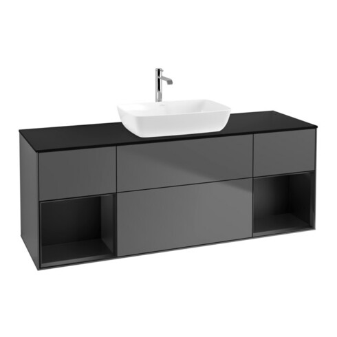 V&B Waschtischunterschrank Finion 160cm, Pl b m, Reg bla m Lac, Anthrac. m