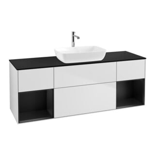 V&B Waschtischunterschrank Finion 160cm, Pl b m, Reg bla m Lac, wh. m Lac