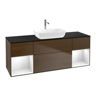 V&B Waschtischunterschrank Finion 160cm, Pl b m, Reg glo wh. Lac, wal ven