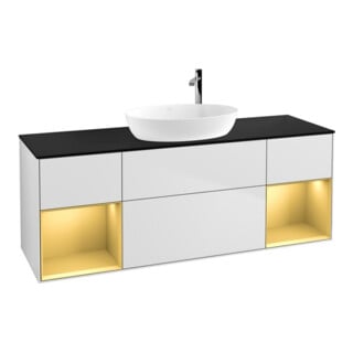 V&B Waschtischunterschrank Finion 160cm, Pl b m, Reg gol m Lac, wh. m Lac