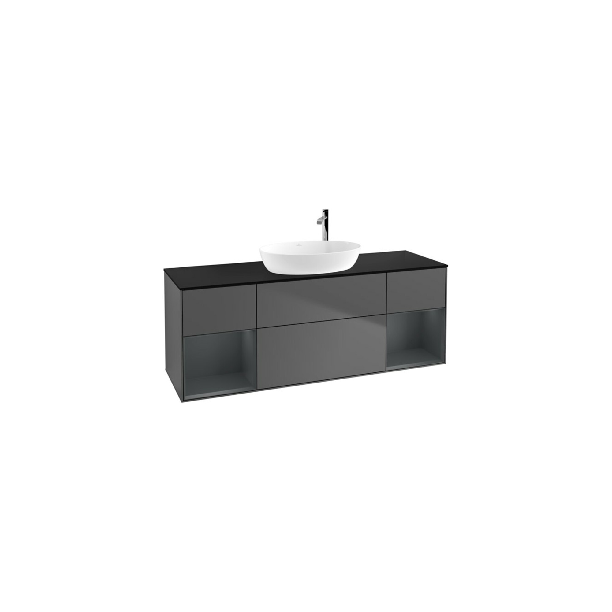 V&B Waschtischunterschrank Finion 160cm, Pl b m, Reg md m Lac, Anthrac. m ; Villeroy & Boch