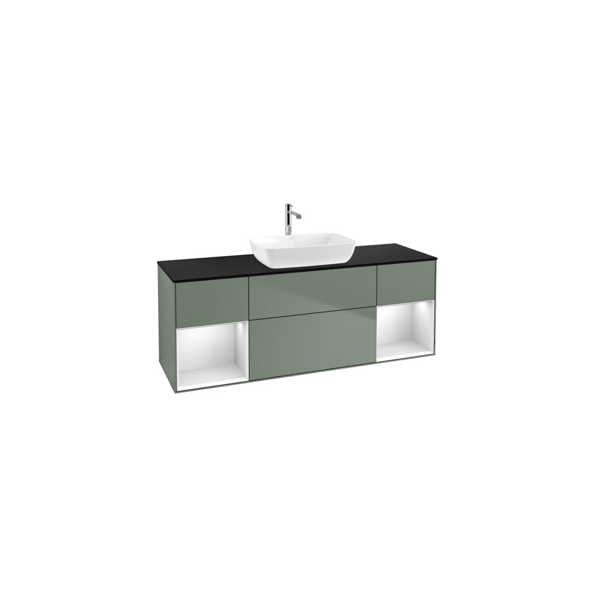 V&B Waschtischunterschrank Finion 160cm, Pl b m, Reg wh. m Lac, Oli. m Lac ; Villeroy & Boch
