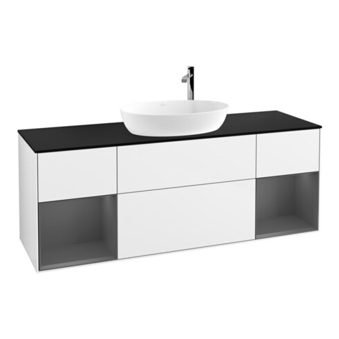 V&B Waschtischunterschrank Finion 160cm, Pl b m, Rg A m Lac, glo wh. Lac