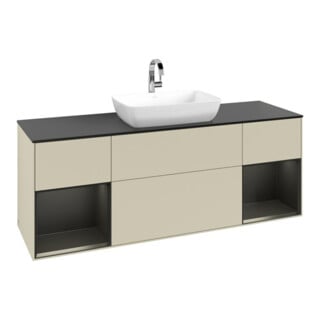 V&B Waschtischunterschrank Finion 160cm, Pl b m, Rg bla m Lac, si Gr m Lac
