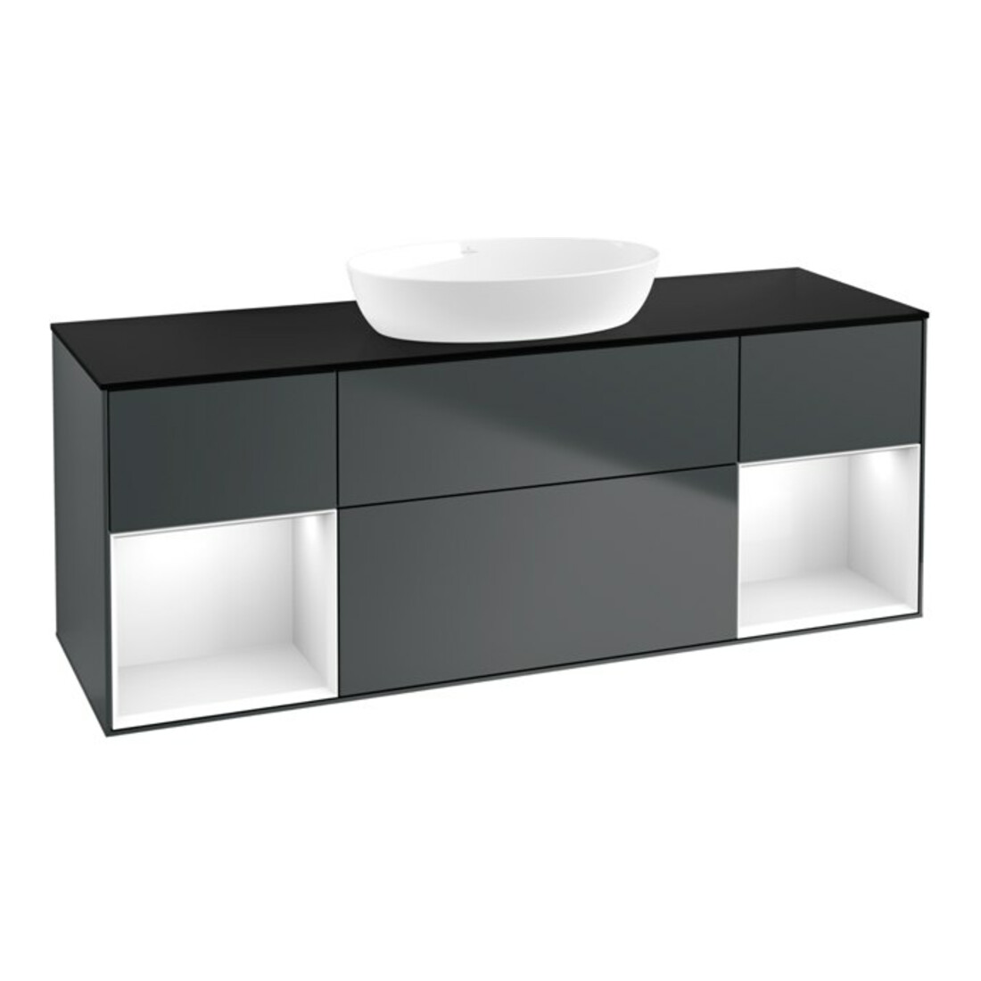 V&B Waschtischunterschrank Finion 160cm, Pl b m, Rg g w Lac, md bl. m Lac